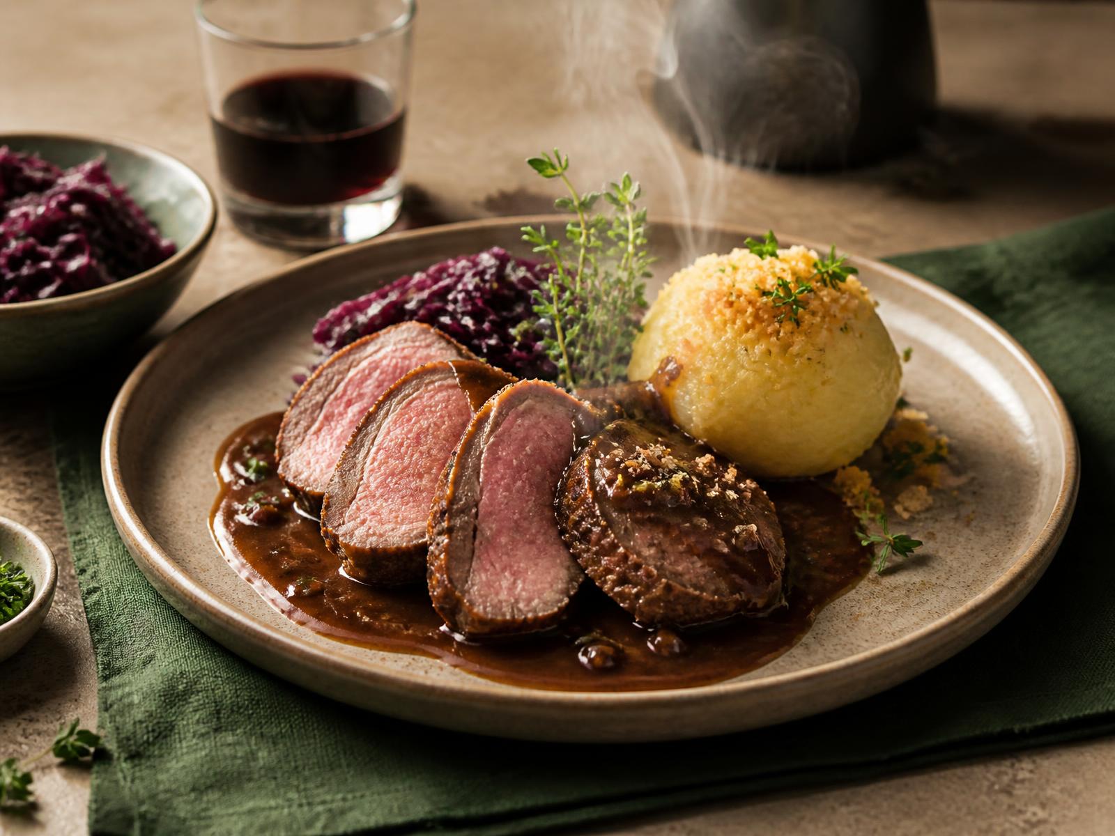 Frisch gekochtes TimeMeals Gericht auf einem Keramikteller