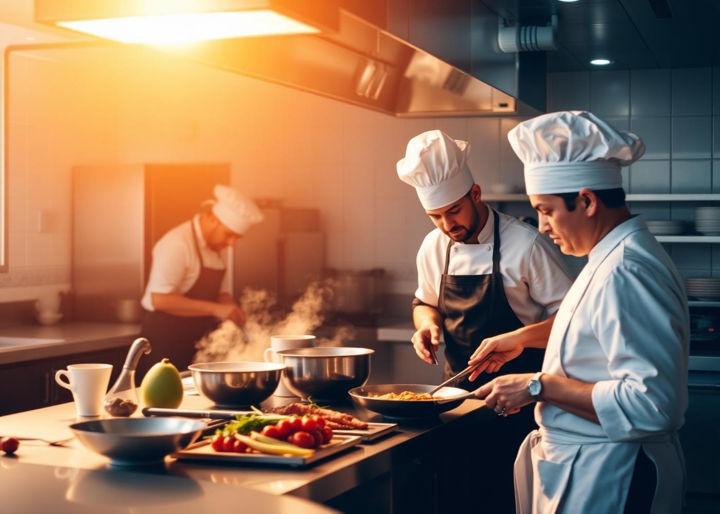 Köche bereiten TimeMeals Gerichte in der Manufakturküche zu